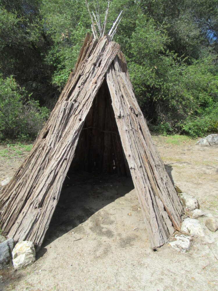 This is a photo of a typical teepee made by the Chukchansi people..